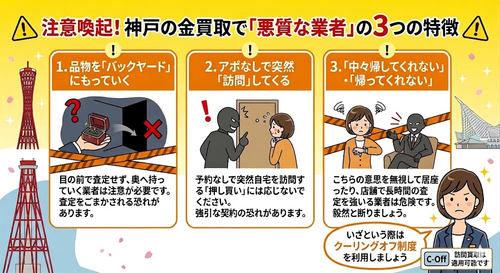 神戸の金買取店に依頼する時の注意点