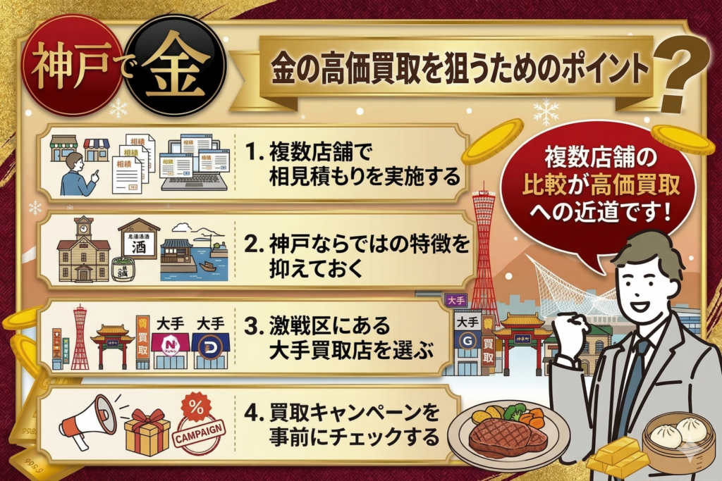 神戸で金の高価買取を狙う方法